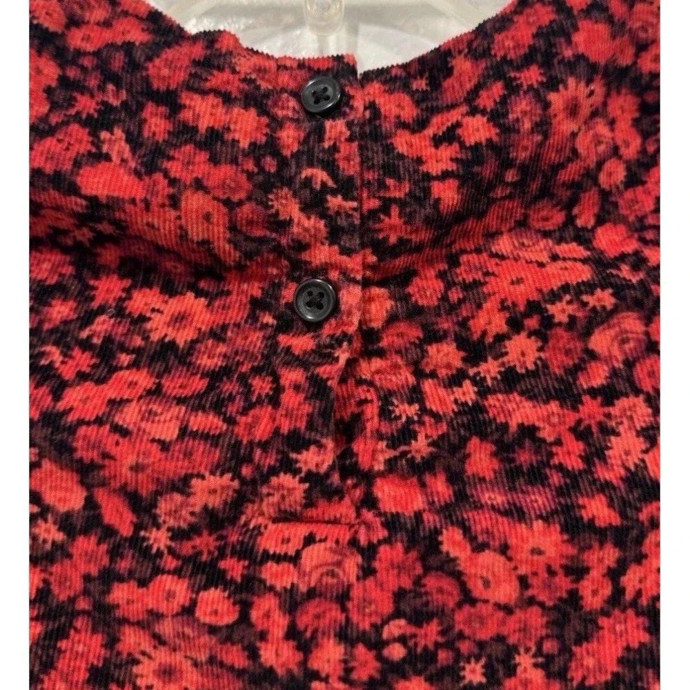 Baby Gap Red Floral Cordorouy Dress 4 Years Long Sleeve Cottage Western Country